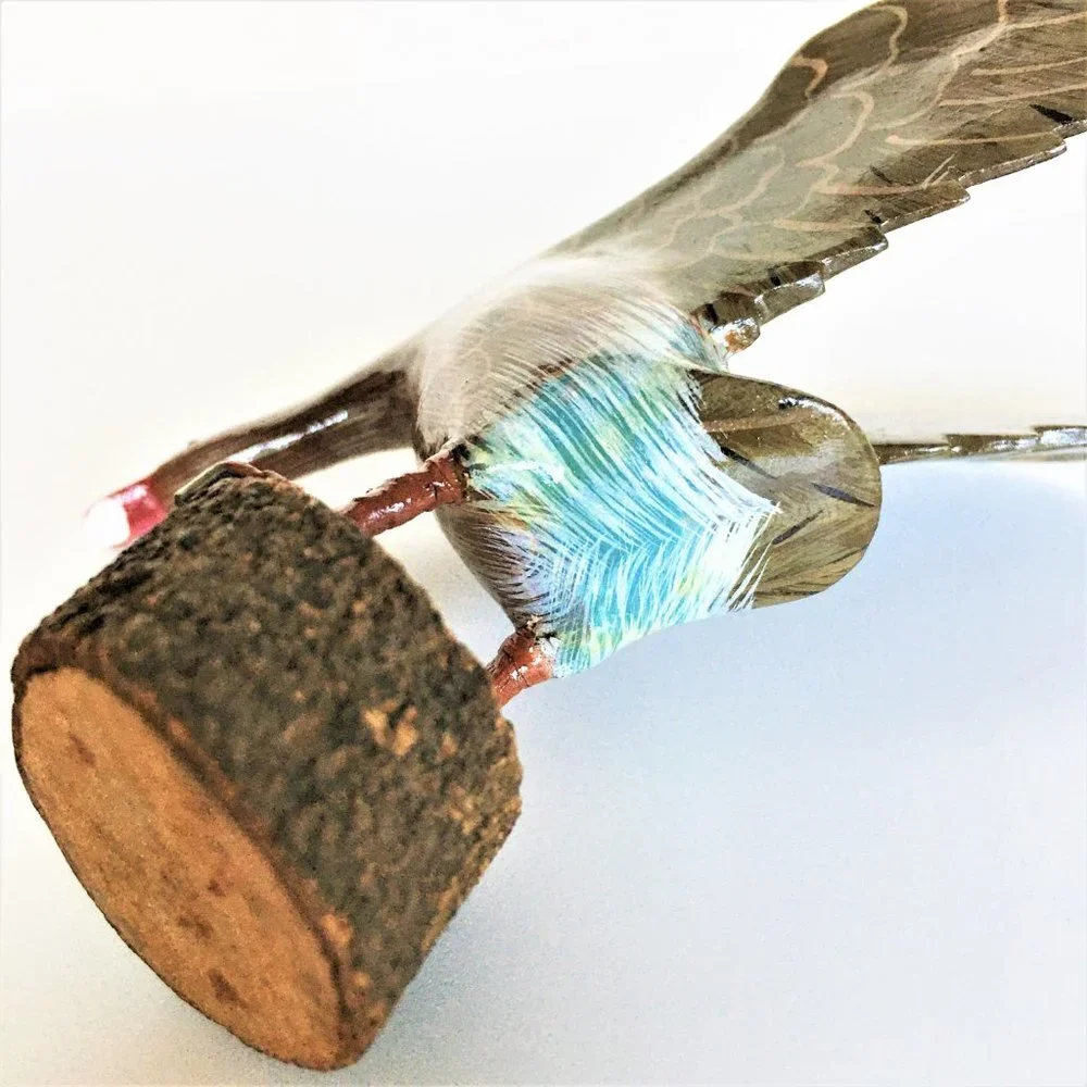 HAND CARVED long neck Goose + HAND PAINTED